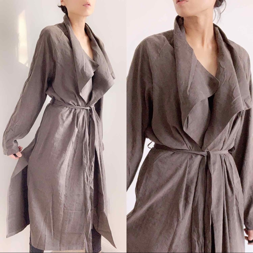 BROOKLYN LAPEL TRENCH COAT DUSTER - TOFFEE - Picture 8 of 9